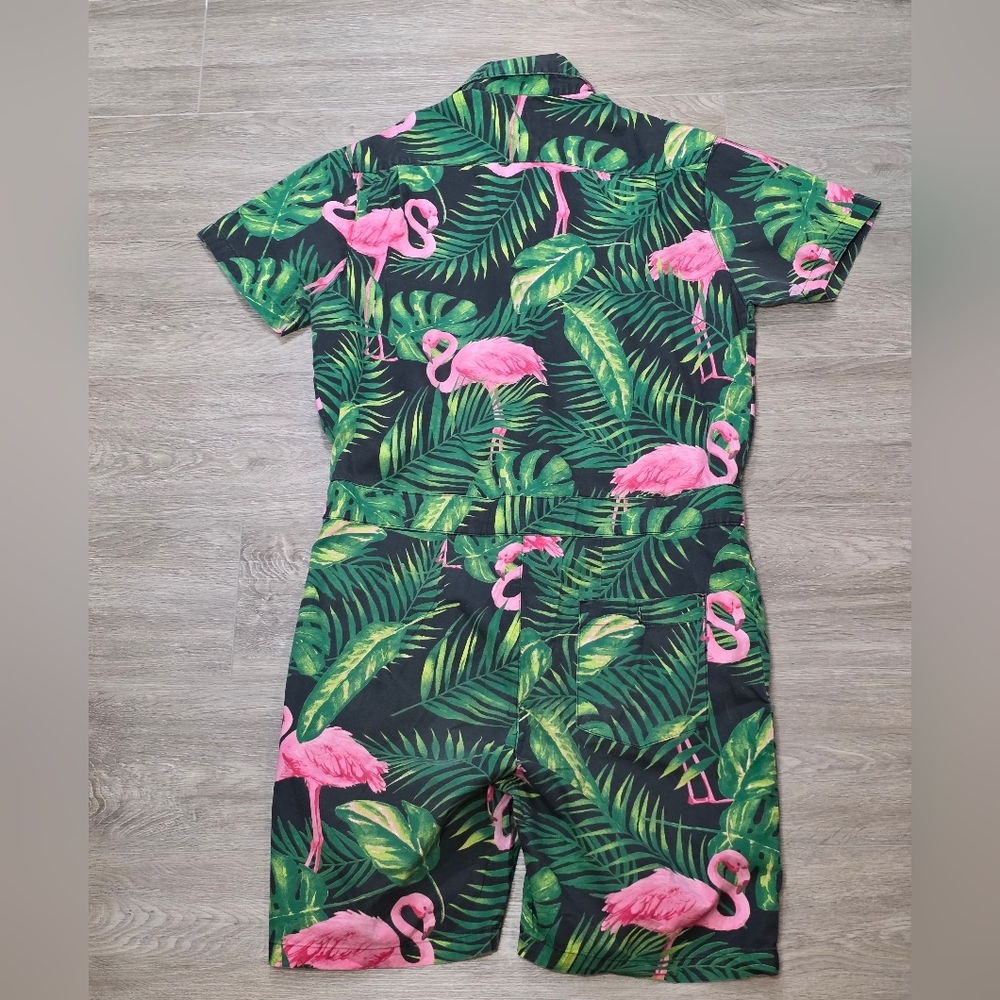 Mens The Original Resort Romper Mens Size M 100% Cotton Pink Flamingoes - Picture 3 of 7
